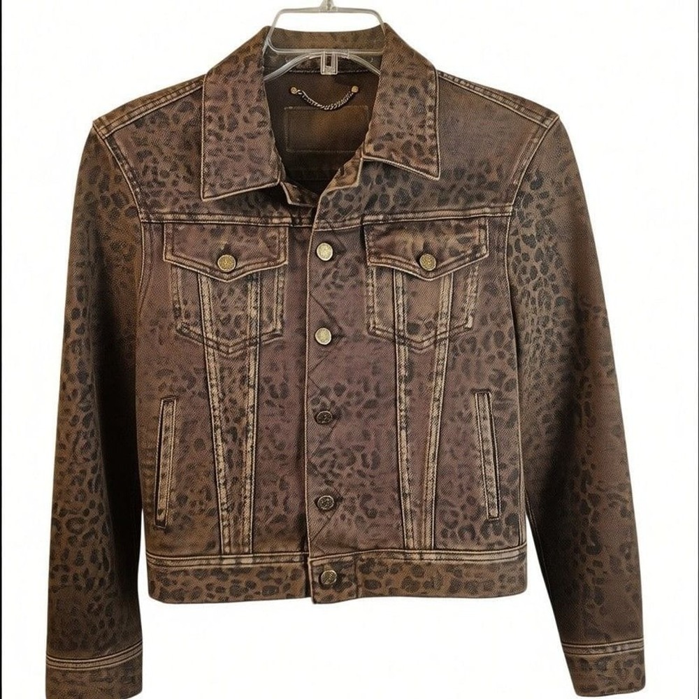 Authentic Golden Goose Leopard Print Denim Jacket Size 38